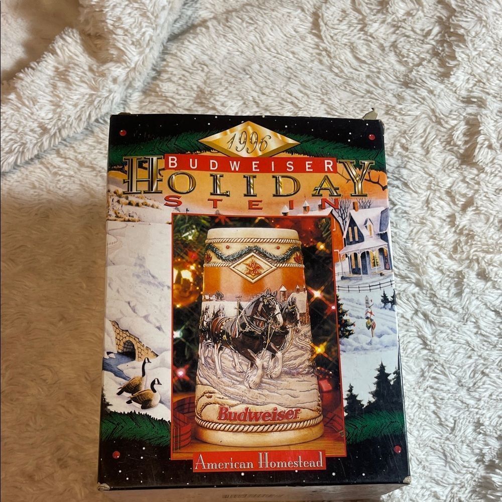 Budweiser 1996 Holiday Stein with Red and White Accents